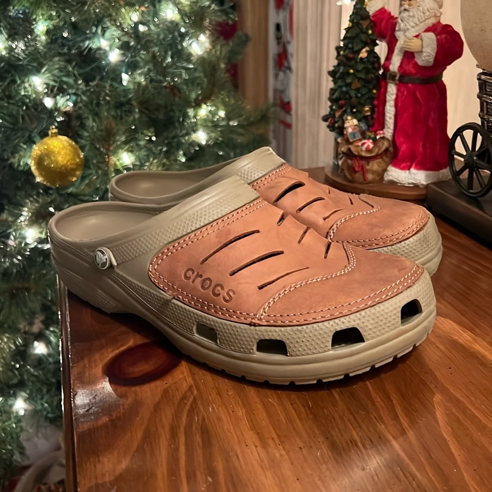 CROCS leather slip ons